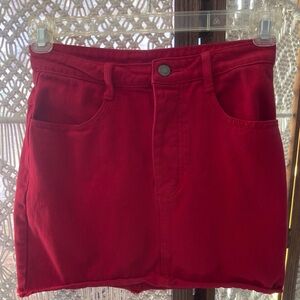 Red Denim Mini Skirt